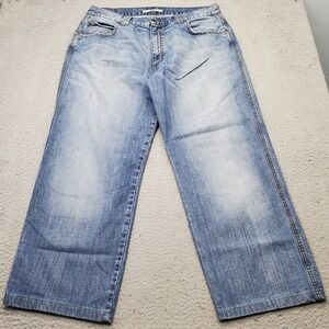 Mavi Wide-Leg Whiskered Jeans Men Size 36/32 Blue Denim Cotton Medium Wash Faded